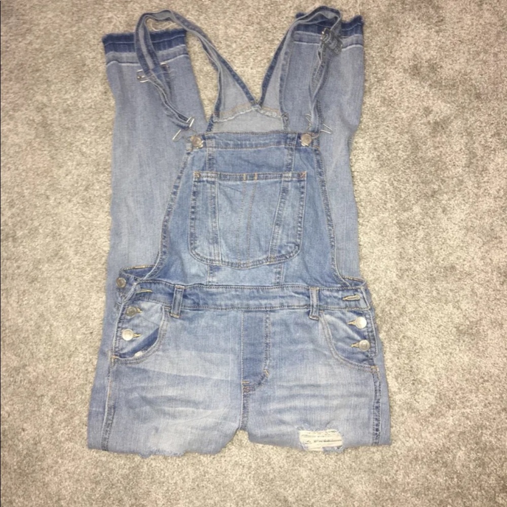 Medium wash overalls
